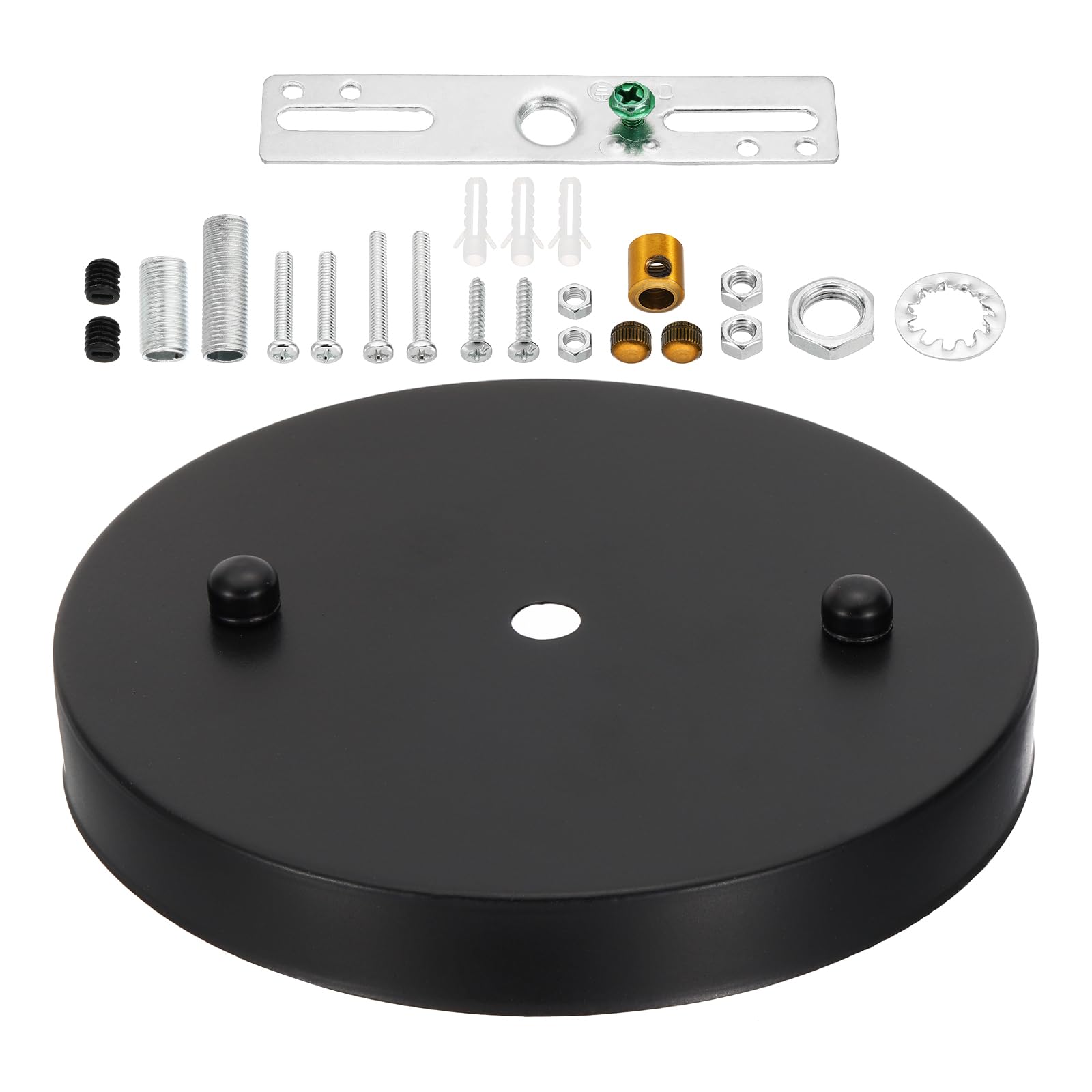PATIKIL 5.9in Light Canopy Kit, 1 Set Pendant Light Mounting Kit Chandelier Mounting Kit Hanging Bracket Replacement Ceiling Light Cover Plate Hardware 2 Holes for Light Fixture, Black