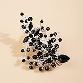 Xerling Black Crystal Hair Clips for Brides Wedding Bridal Rhinestone Hair Piece Silver Hair Accessories for Flower Girls Hair Jewelry (Black)