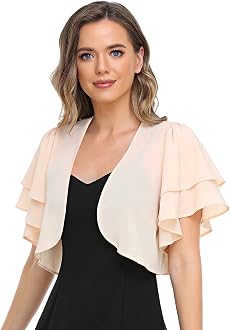 Women Short Sleeve Shrug Cropped Bolero 