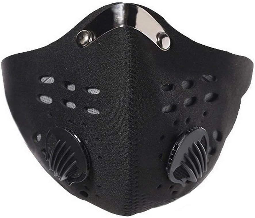 Revolveryy Pollution Mask Adult Anti PM 2.5 Pollen Dust Mask Washable Anti-fog Anti Dust Mask Activated Carbon Filter with 2 Filters Black