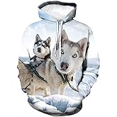 Srcnhim Novelty Siberian Husky Print Hoodie Animal Hoodies Sweatshirt for Men Women