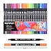qianshan Dual Brush Pen Colored Art Markers 24 Colors - With Fineliner Fibre Tip 0.4 Fine Point - Sketch Drawing Marker - perfect for coloring books for adults
