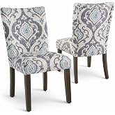 HomePop Parsons Classic Upholstered Accent Dining Chair, Set of 2, Suri Blue