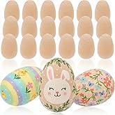 JOINPAYA 20Pcs Wooden Easter Eggs for Painting 1.4X0.9In Simulated Fake Eggs for DIY Crafts Party Decoration and Egg Hunts