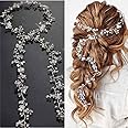 Yean Wedding Hair Vine Long Bridal Headband Hair Accessories for Bride and Bridesmaid (100cm / 39.3inches) (Silver)