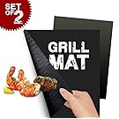 Flamen Heavy Duty Non-Stick Reusable BBQ Grill Mat - Set of 2