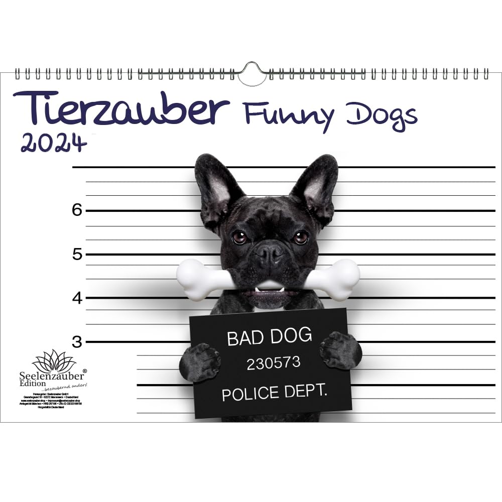 Tierzauber Funny Dogs DIN A3 Calendar for 2024 Dogs Puppies Seelenzauber