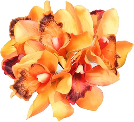 Amazon 造花 インテリア 本物そっくり リアル きれい ソフト触感 枯れない花 シンビジウム ウェディングブーケ 蘭造花 偽花 プレゼント ギフト 贈り物 開店祝い 誕生日 お見舞い 感謝 お礼 ウェディング ブーケ 結婚式 飾り 撮影 美術館 ホーム 庭園 オレンジ 造花