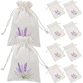 Amosfun Lavender Sachet Bags: 10pcs Cotton Drawstring Bags Empty Perfume Pouches Drawstring Sachets Small Jewelry Pouch Wedding Favor Bag for Lavender Buds