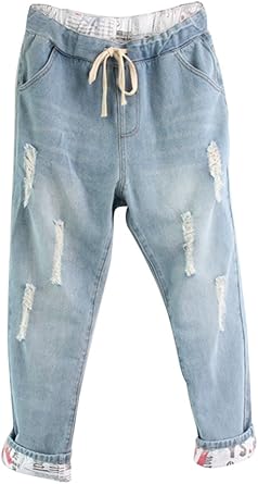 Anguang Mujer Boyfriend Vaqueros Ajuste Suelto Pantalones Jeans