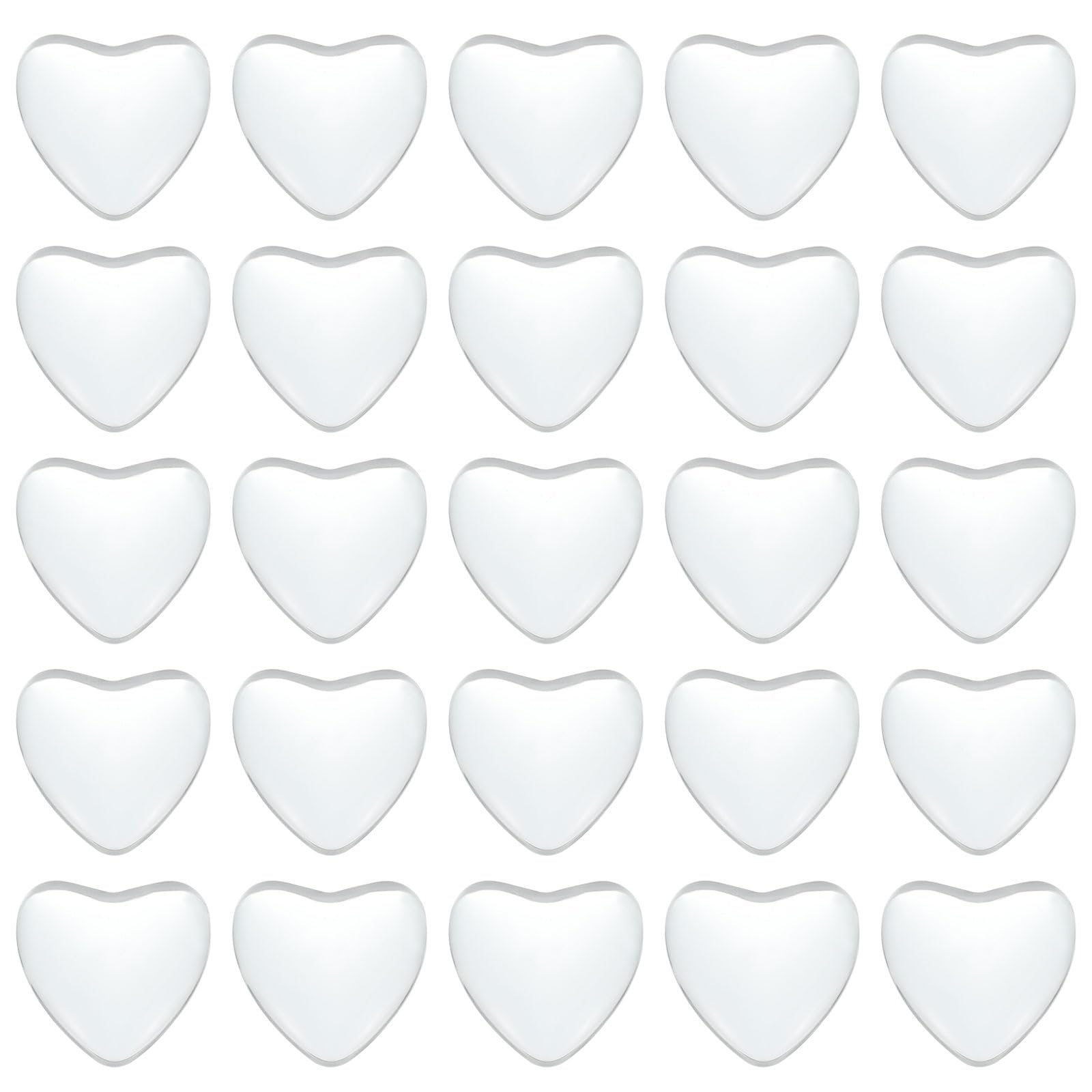 PATIKIL Transparent Glass Cabochons, 60Pcs 16x16mm Heart Shaped Glass Dome Tiles for Photo Pendant Jewelry Making, Clear