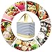 Lifewit Capacity-Adjustable/Drawstring Lunch Box, Insulated Thermal Bento Bag for Office/School/Picnic, Naval Stripe, Blue Yellow