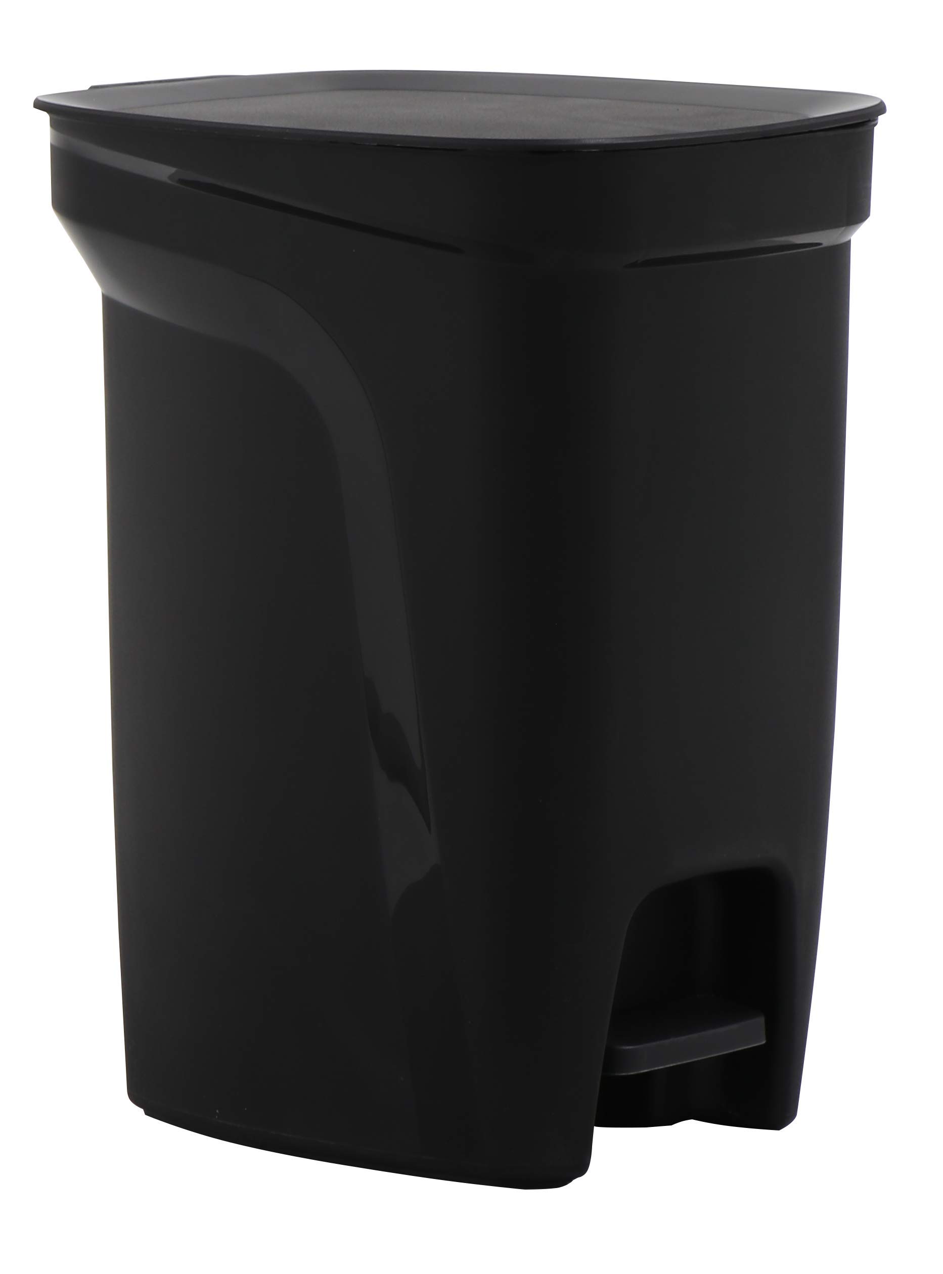 Tramontina 10 Litre Kitchen Bathroom Bedroom Rubbish and Waste Recycling Bin with Pedal and Lid, Plastic, 26 cm Length x 21 cm Width x 32.5 cm Height, Black, β92852409