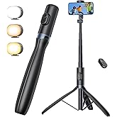 ANXRE 67.7" Phone Tripod with Light, NT99 Selfie Stick with 1/4" Camera Mount for Cell Phone＆Camera＆Gopro, Travel Tripod Stan