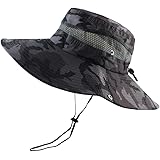 CAMOLAND Breathable Wide Brim Boonie Hat Outdoor UPF 50+ Sun Protection Mesh Safari Cap for Travel Fishing
