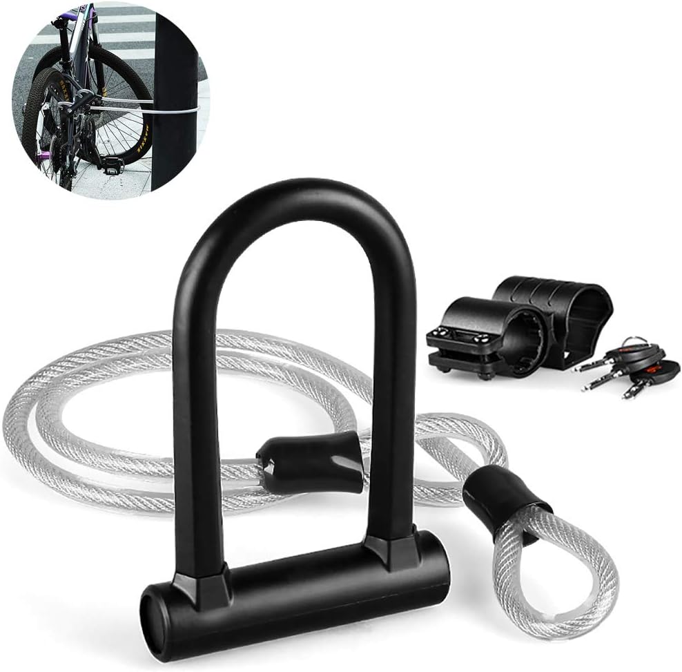 バイクのすべての子供のための取付金具とのダブルループケーブルヘビーデューティ自転車uロック13 5ミリメートルシャックルと70ミリメートルのx1 2mケーブル付き自転車uロック 2つのキー Yangman Bj U字ロック Amazon