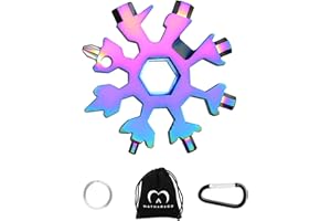 MATHARAGO Snowflake Multitool, 1pcs Snowflake Tool Stainless Steel 18 in 1 Snowflake Multitool with Carabiner Clip, Keyring and Storage Bag for Christmas Gift Men's Present(Multicolor)
