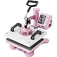 VEVOR Heat Press Machine for T Shirts - 12x10 Swing Away Shirt Press Machine - Professional Heat Press for Sublimation, Vinyl, Heat Transfer Projects, Heats Up Fast & Distribute Heat Evenly, Pink