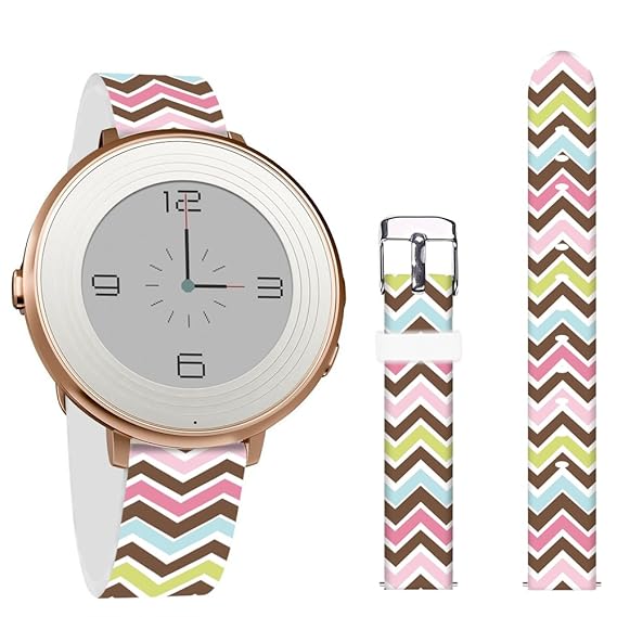 Pebble Time Round 14mm Bands,Jolook Leather Replacement Band with Quick Release for Pebble Time Round 14mm Watch - Colorful Chevrolet Band 2017
