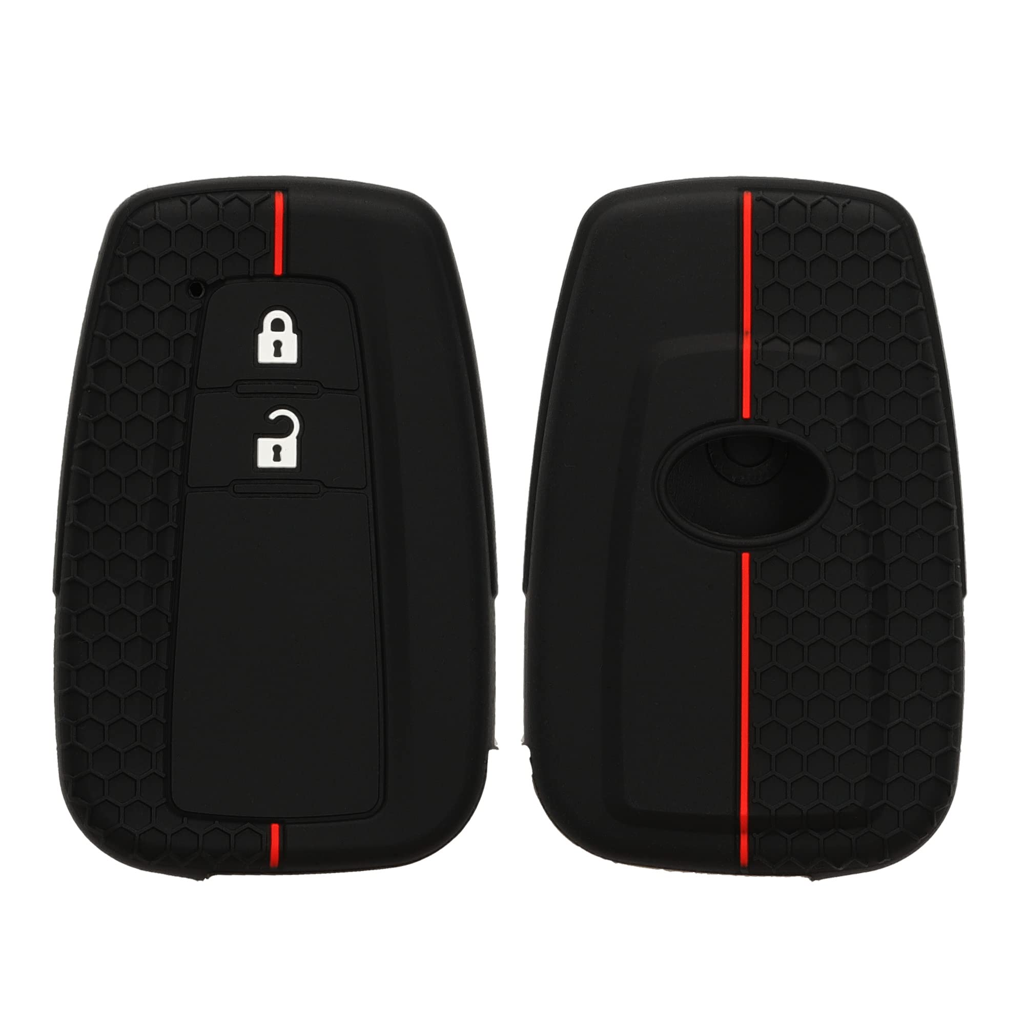 kwmobile Toyota 2 Button Car Key Smart Key Case - Silicone Protective Fob Cover - Black/Red