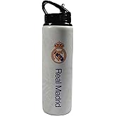 Hy-Pro Officially Licensed Real Madrid CF Aluminium Bottle - 750ml, Integrated Folding Straw, Leakproof, Lightweight, Great Football Gift Idea