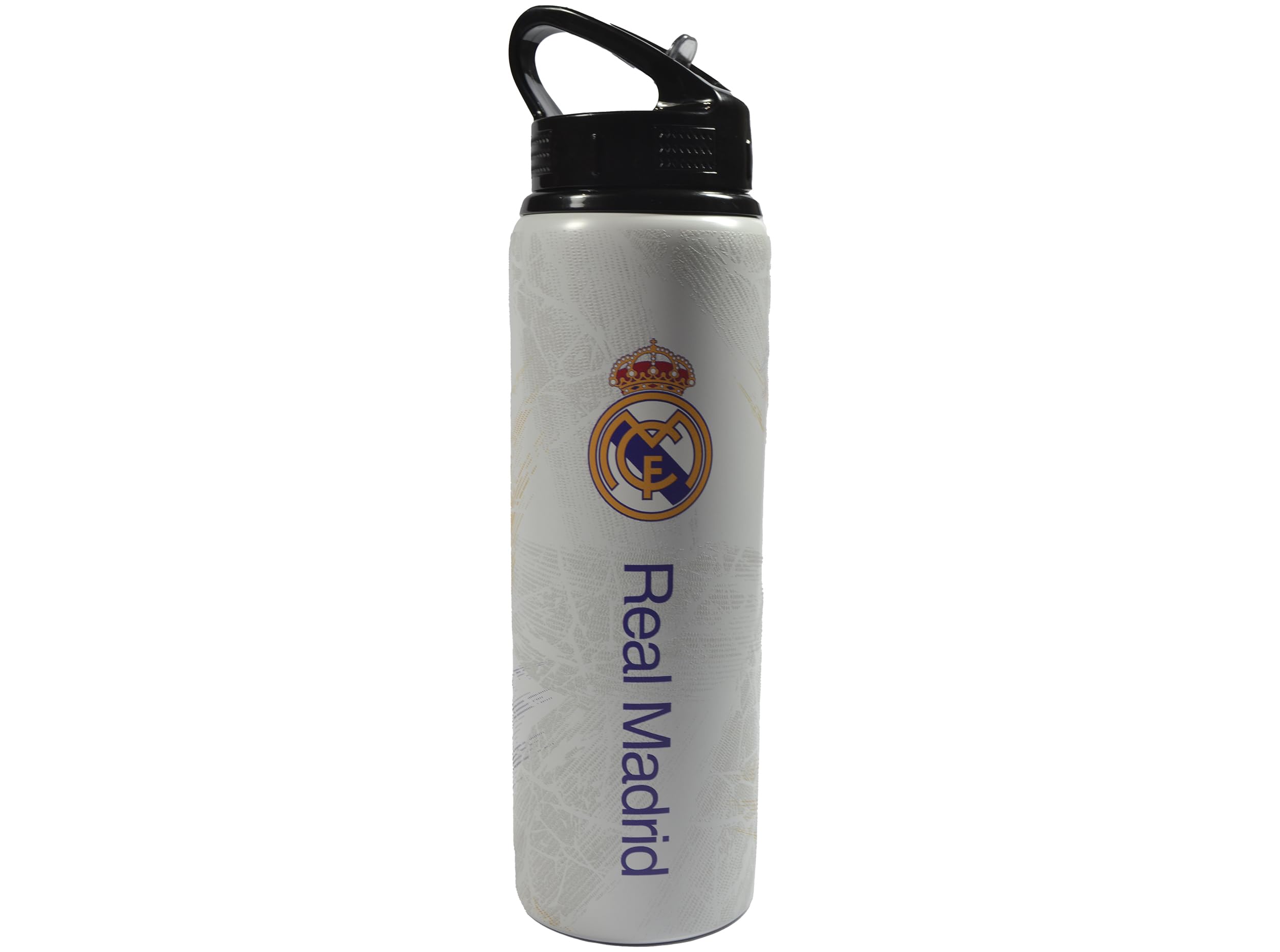 Photo 1 of Hy-Pro Officially Licensed Real Madrid CF Aluminium Bottle - 750ml, Integrated Folding Straw, Leakproof, Lightweight, Great Football Gift Idea