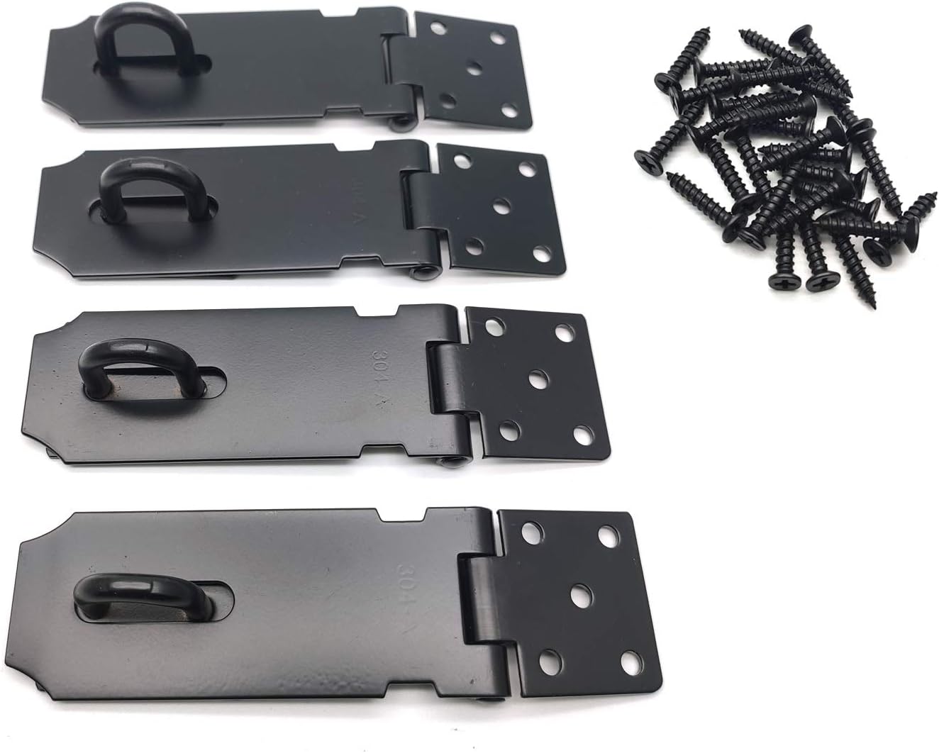 Addlike Padlock Hasp 4-Inch Door Hasp Latch 1.8mm Thickness Stainless Steel Black Set of 2 - - 