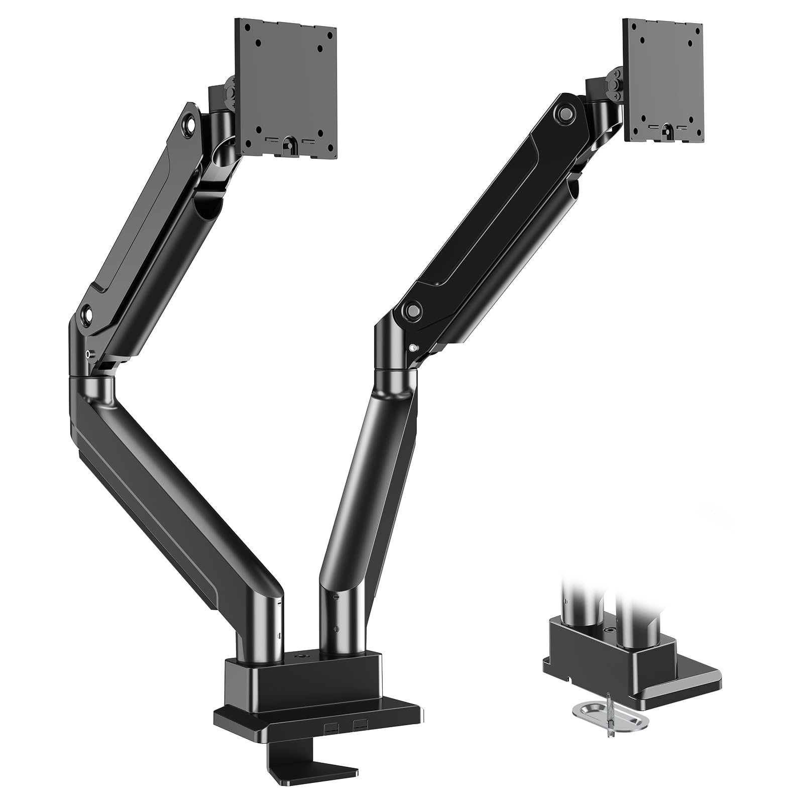 Photo 1 of MOUNT PRO Dual Monitor Stand for Max 49 Inch Ultrawide Screens up to 44 lbs, Heavy Duty Monitor Arm for 2 Monitors, Premium Full Motion Double Computer Desk Mount, VESA Mount 75x75/100x100mm