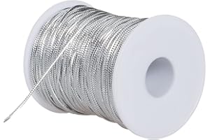 Qeuly 109 Yards Metallic Bakers Twine Christmas Decorative Wrapping Twine String, 12-Ply Glitter Gold String Cord for Crafts & Gift Wrapping (Silver)