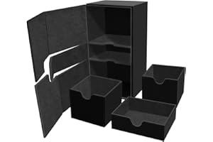 superaimi Card Deck Case for Trading Cards, Deck Storage Box for 200 Single Sleeved Cards Large Twin Flip Deck Case with 1 Storage Dice & 2 Trays Fits EDH/YuGiOh/MTG/TCG/CCG Black (Black)
