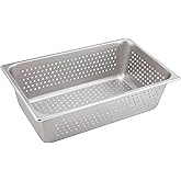 Winco Full Size 6" Deep Metal Food Pan/Steam Table Pan, Perforated, 22 Gauge