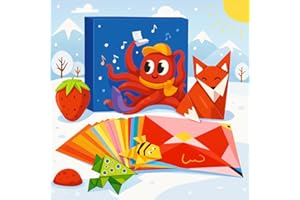 108 Sheets Origami Paper Kit with Guide Book, 54 Colorful Patterns Double Sided Folding Sheets, Arts and Crafts Set for Begin