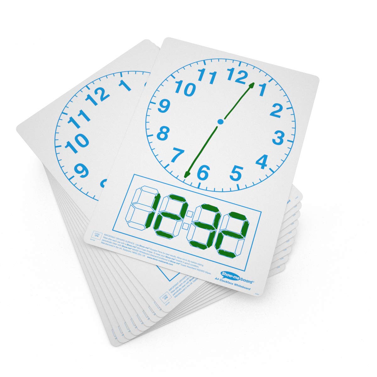 Show-me CFB10 A4 Clock-Face Dry wipe Boards (Pack of 10)