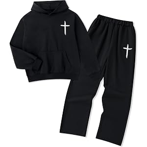 Hipea Boys Clothes 2 Piece Long Sleeve Hoodie Sweatshirts and Sweatpants Set Boy Fall Winter Outfits Size 7-14Y