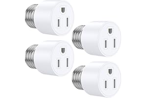 4 Pack Light Socket to Plug Adapter, 3 Prong Light Socket Adapter, Light Bulb Outlet Socket Adapter, E26/E27 Bulb Socket Adap