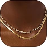 MosFlor Gold Necklace for Women,Dainty Gold Necklace,14k Gold Plated Snake Gold Chain Choker Necklaces Simple Gold Layered Necklaces Gold Jewelry Sets for Women