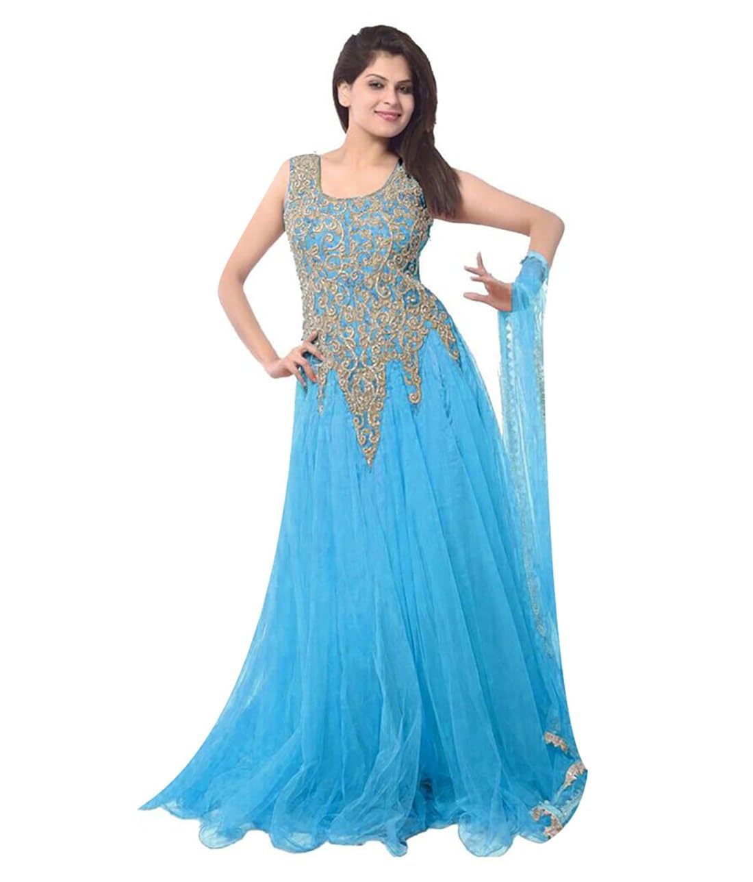 kfhub women's anarkali gown (sky-blue_free size)