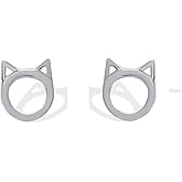Boma Jewelry Sterling Silver Cat Ear Open Circle Stud Earrings