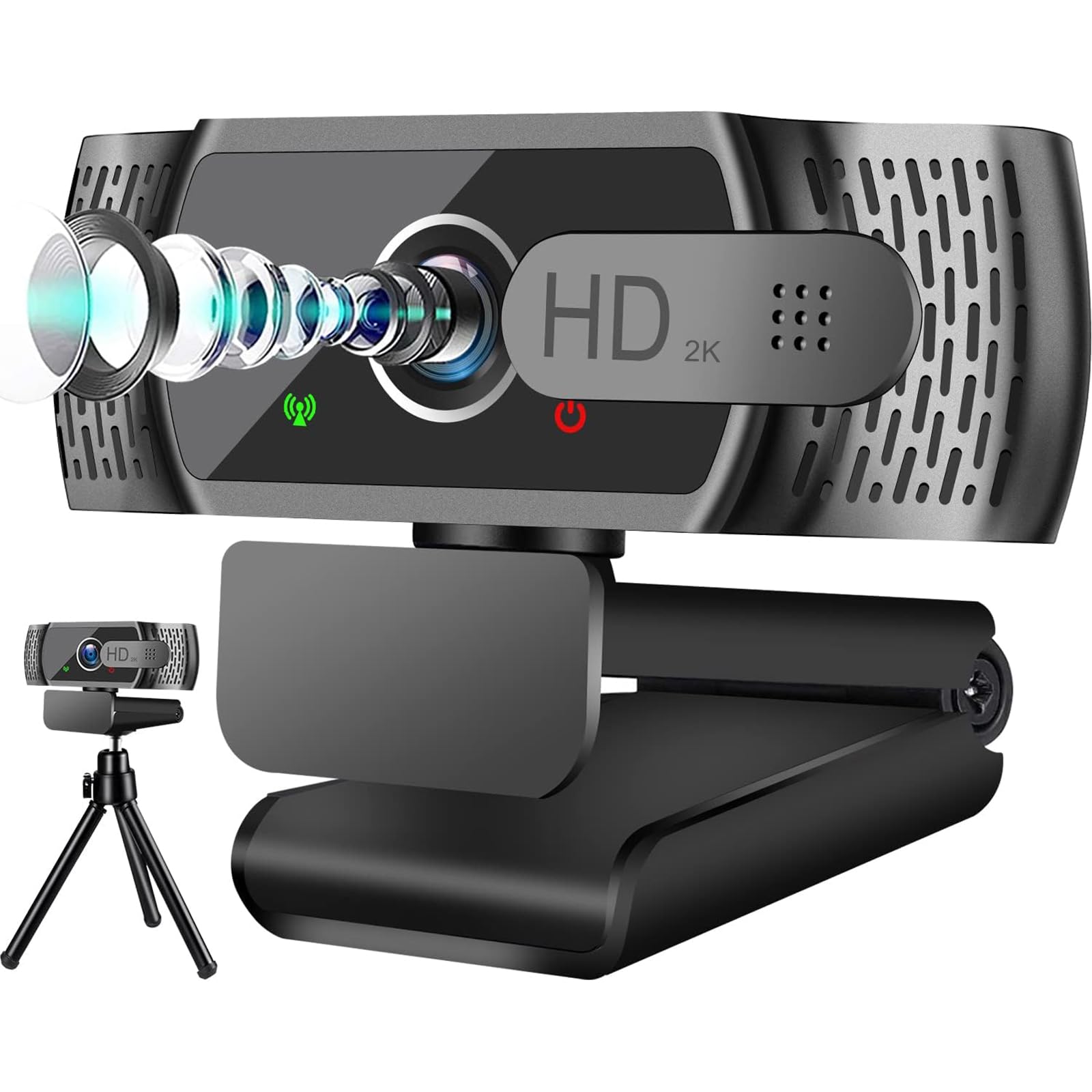 HD USB Webcam, 1080P Web Camera with Microphone and Tripod for PC, Mac, Laptop, Plug and Play USB Camera with Privacy Cover for Skype, Zoom, Youtube,Conference
