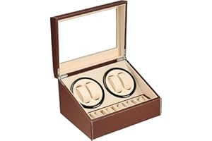 KOKTOHAY Automatic Watch Winder with 4 Quiet Japanese Motor+ 6 Display Storage Spaces,Luxury Leather Watch Box for Man/Woman's Watches- AC Adapter