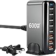 600W USB C 100W USB C Charger Block, GaN III 8-Port Fast Charging Station Hub,PD 3.1 140W Laptop Charger Adapter Compatible with MacBook Pro/Air,DELL,Steam Deck,iPhone 16/15/14,Galaxy S24 (Black 600W)