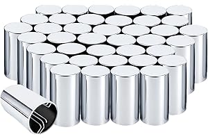 PRINIC Lug Nut Cover ABS Chrome Plastic Cylinder Nut Cover, Push-On fit Hub Piloted Wheels, 33mm x 3-1/2"", Complete Axle Cover Kits, Lug Nut Covers for Semi Trucks Trailers (40 PCS), Silver
