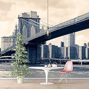 Wall Murals for Bedroom Brooklyn Bridgeand Newyork City Large Removable Wallpaper Peel and Stick Wall Stickers - 66x96 inches