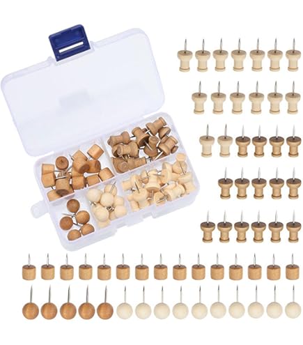 50 Piezas De Chinchetas Con Clips De Madera, Chinchetas De Madera Duraderas, Chinchetas Decorativas, Tachuelas Para Tablero De Corcho, Obras De Arte, Notas, Fotos, Proyectos De Manualidades, Oficinas