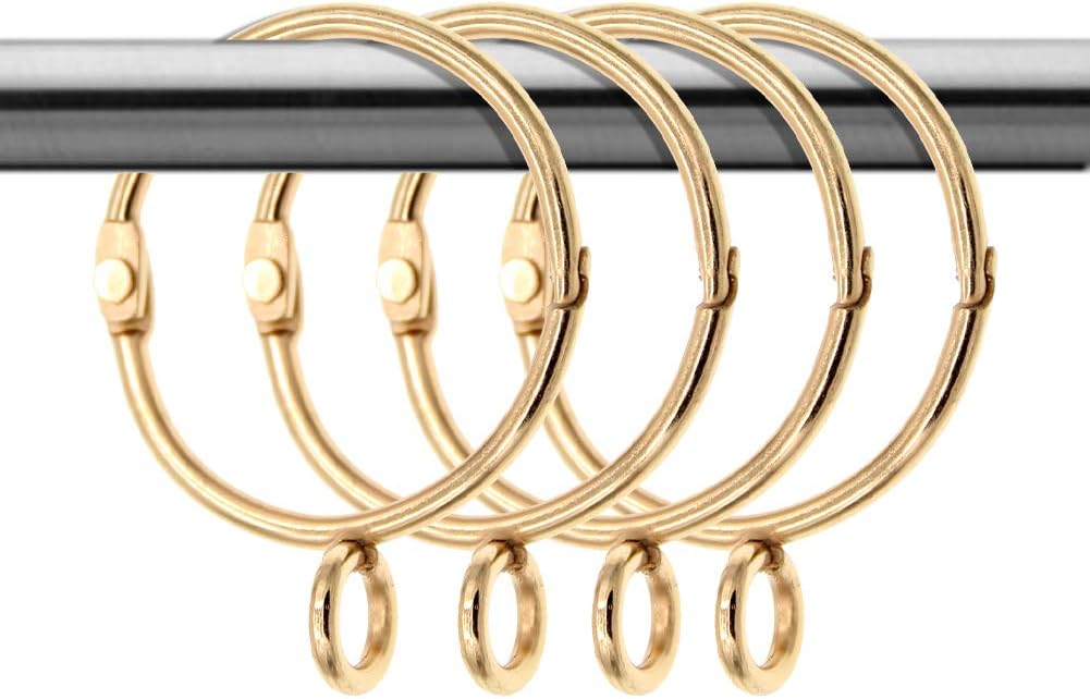 Coideal 20 Pack Golden Curtain Rings Rustproof Metal Drape Loops Eyelets Open-Ended Home Kitchen Useage (Gold, 38 mm)
