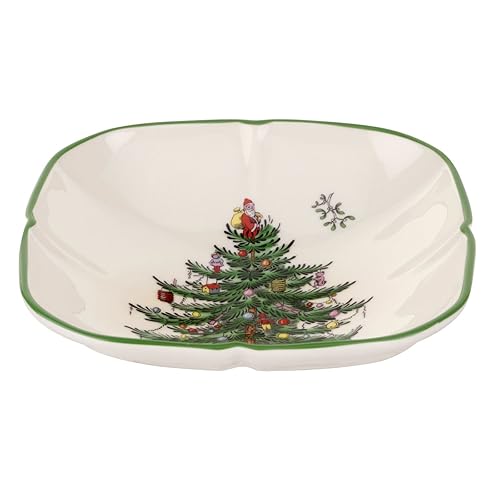 Spode Christmas Tree Sculpted Square Dish Festive Serving