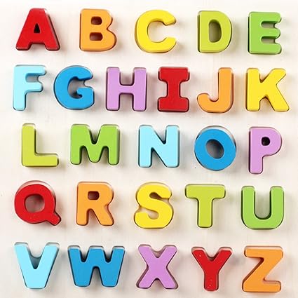 Extpro Wooden Shape Sorter Alphabet Puzzle Toy Learning Abc Puzzle Set For Kids Over 3 Years Olds