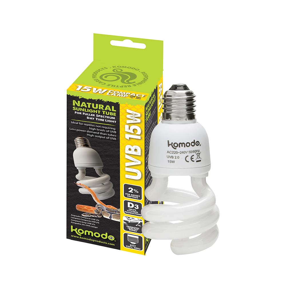Komodo Compact Lamp Uvb 2.0 ES, 15 Watt, White