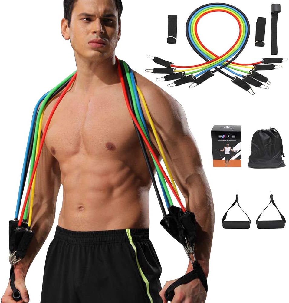 DesirePath Resistance Bands Set, Exercise Bands for Working Out - Includes Stackable Workout Bands, Handles, Ankle Straps, Door Anchor, Carry Bag
