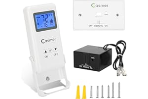 CASMER Millivolt Fireplace Remote Control,Replace acumen RCK-I/IS/B/D/K/KW/KS,Fit for skytech 1001-A TS-2R/-3/R-2 SKY-TS-R-2-A,Fit realfyre RR-1A,Temper Regulation-Child Protection-Thermostat,Exclude Battery